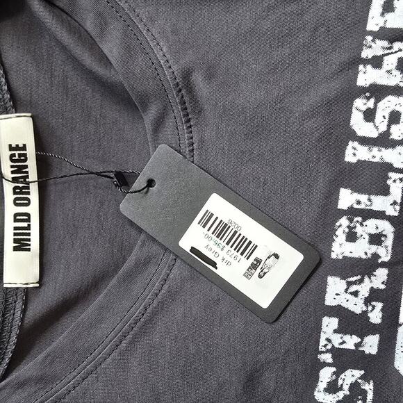 Womens Oversized Gray Long Sleeve Side Slit Tee Sz Onesize/Oversized - Picture 4 of 4